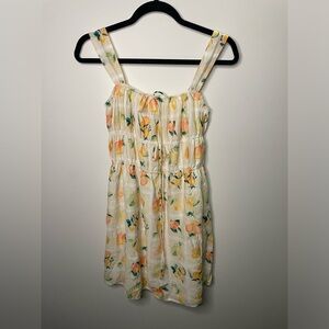 NWT Abercrombie & Fitch Citrus Print Tie Front Tiered Peasant Dress Cottagecore